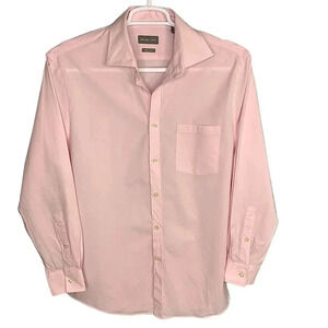 Michael Kors Men Size L Classic Long Sleeve Button Down Dress Shirt Pink Stretch